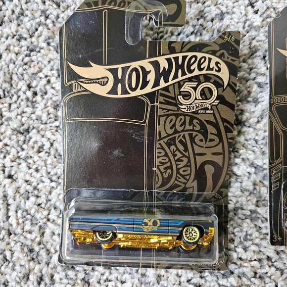 Hot Wheels 50th Anniversary Car Black Gold Full Set of 6 Error Bone Shaker - Picture 2 of 10